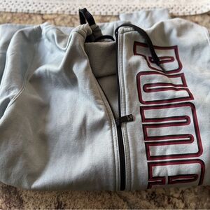 Puma Light Gray Hoodie with Red Accents